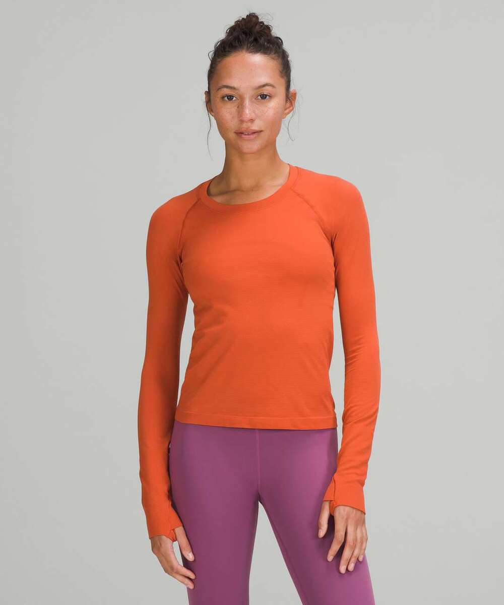 Lululemon Swiftly Tech Long Sleeve Shirt 2.0 Race Length Canyon Orange 6